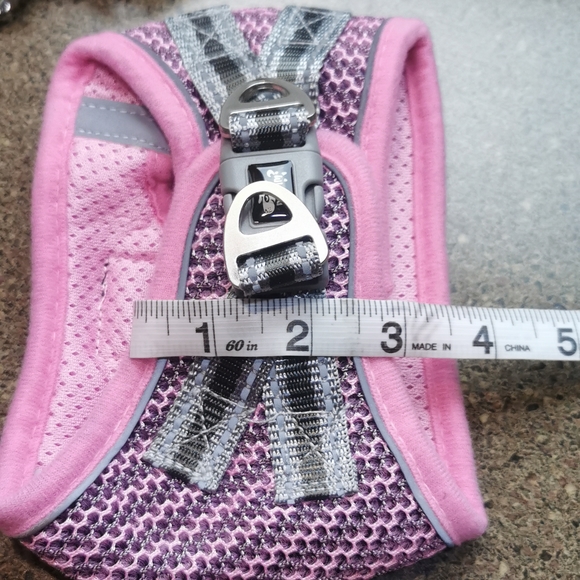 Small Dog / cat Harness Pink Grey Gray reflective velcro clip Duomm leash New - Picture 11 of 11